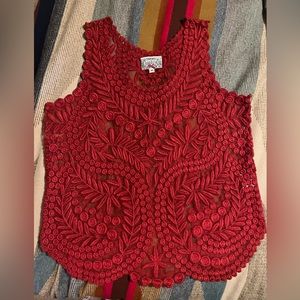 Baraschi size medium. Anthropologie. Beautiful intricate lace embroidery on mesh